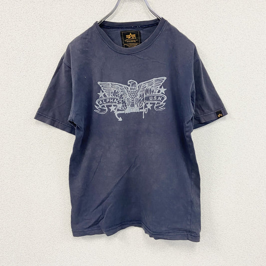 ALPHA INDUSTRIES　アルファ　半袖プリントTシャツ　紺　ネイビー　Sサイズ