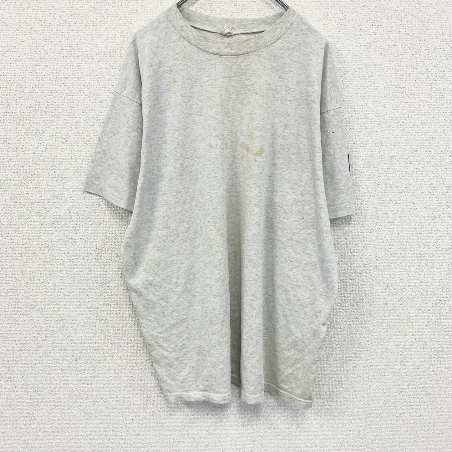 90s　HUMEUR DESIGN　半袖プリントTシャツ　スラッシュパピー　シングルステッチ　クルーネック　霜降りグレー　XLサイズ