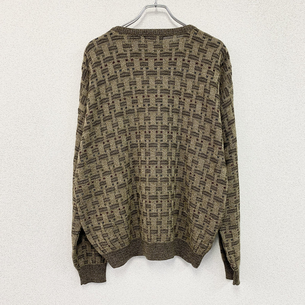 FARAH　ファーラー　アクリルニットセーター　総柄　茶色　ブラウン　Lサイズ