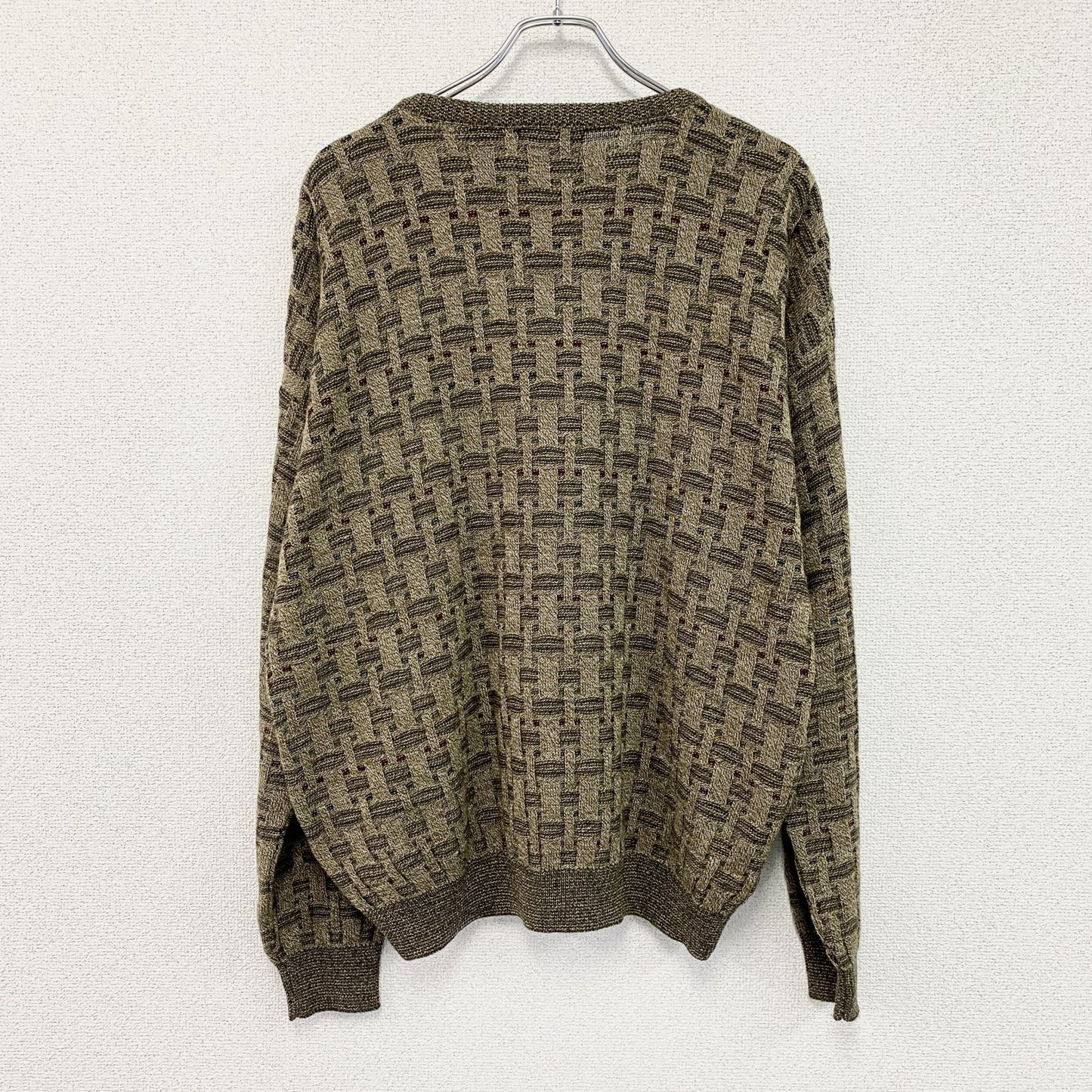 FARAH　ファーラー　アクリルニットセーター　総柄　茶色　ブラウン　Lサイズ