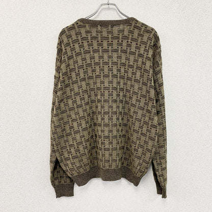 FARAH　ファーラー　アクリルニットセーター　総柄　茶色　ブラウン　Lサイズ