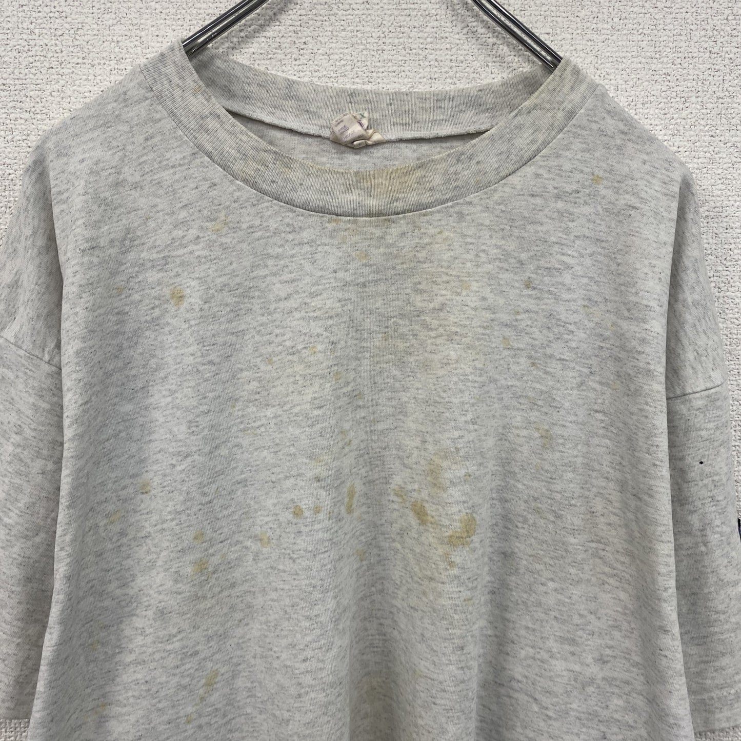 90s　HUMEUR DESIGN　半袖プリントTシャツ　スラッシュパピー　シングルステッチ　クルーネック　霜降りグレー　XLサイズ