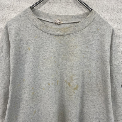 90s　HUMEUR DESIGN　半袖プリントTシャツ　スラッシュパピー　シングルステッチ　クルーネック　霜降りグレー　XLサイズ