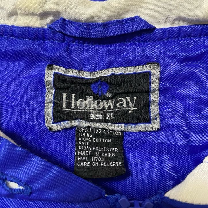 古着 used　HOLLOWAY ホロウェイ　長袖ハーフジップナイロンジャケット　プルオーバー　ワンポイント刺繍　青　XLサイズ