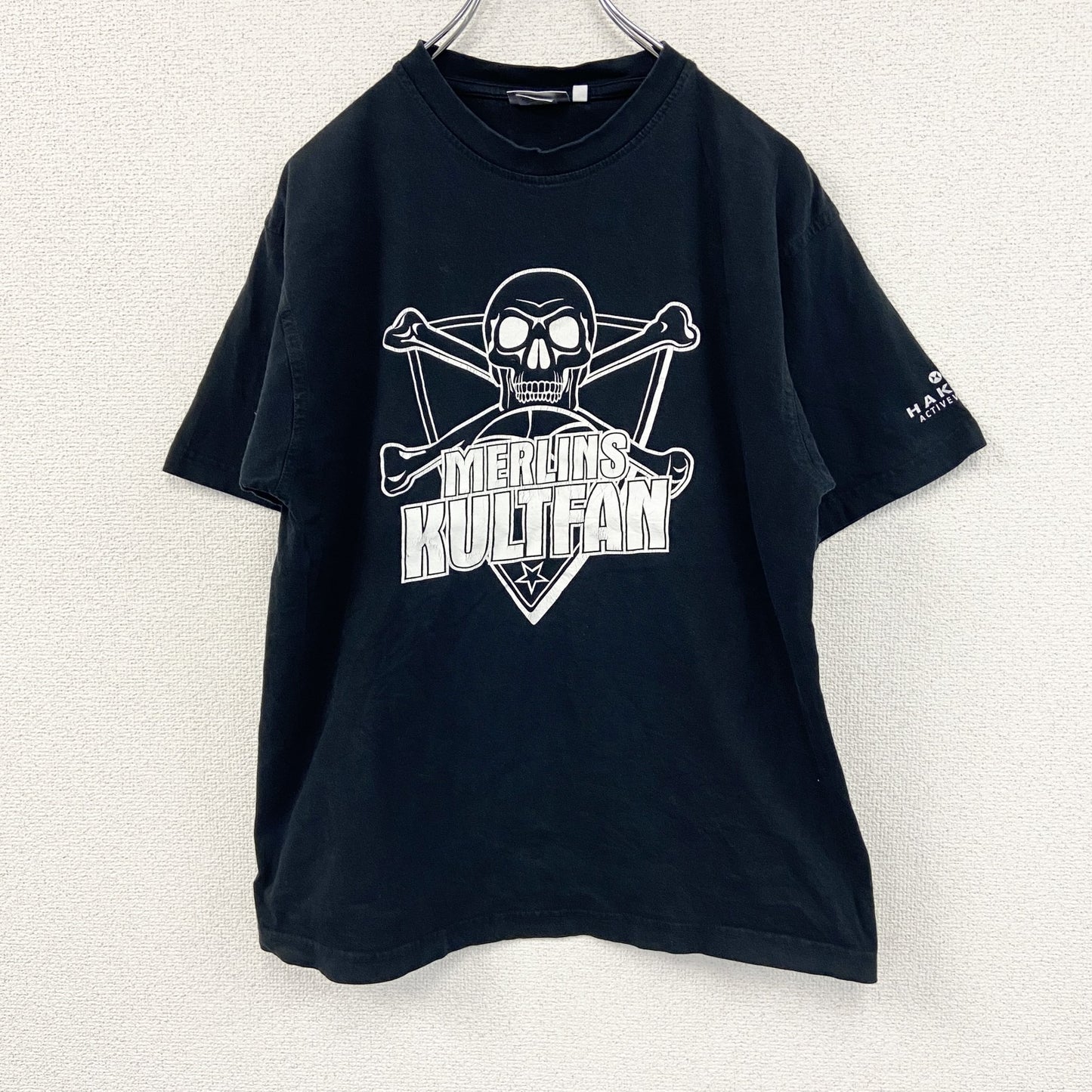 HAKRO　半袖プリントTシャツ　スカル　ドクロ　黒　ブラック　Sサイズ