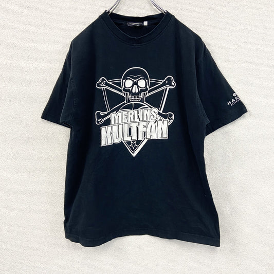 HAKRO　半袖プリントTシャツ　スカル　ドクロ　黒　ブラック　Sサイズ
