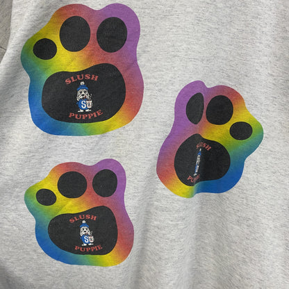 90s　HUMEUR DESIGN　半袖プリントTシャツ　スラッシュパピー　シングルステッチ　クルーネック　霜降りグレー　XLサイズ