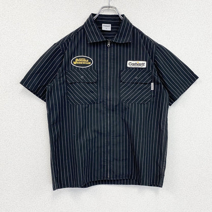 Carhartt　カーハート　フルジップ半袖ワークシャツ　黒　ブラック　Lサイズ
