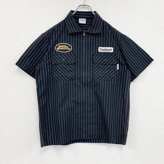 Carhartt　カーハート　フルジップ半袖ワークシャツ　黒　ブラック　Lサイズ