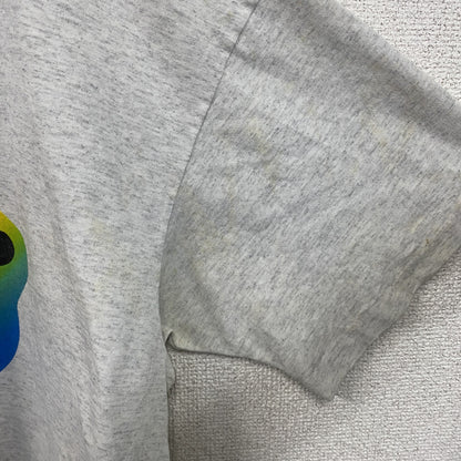 90s　HUMEUR DESIGN　半袖プリントTシャツ　スラッシュパピー　シングルステッチ　クルーネック　霜降りグレー　XLサイズ