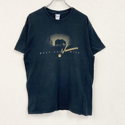 GILDAN　ギルダン　半袖プリントアニマルTシャツ　CANADA　クルーネック　黒　ブラック　Lサイズ
