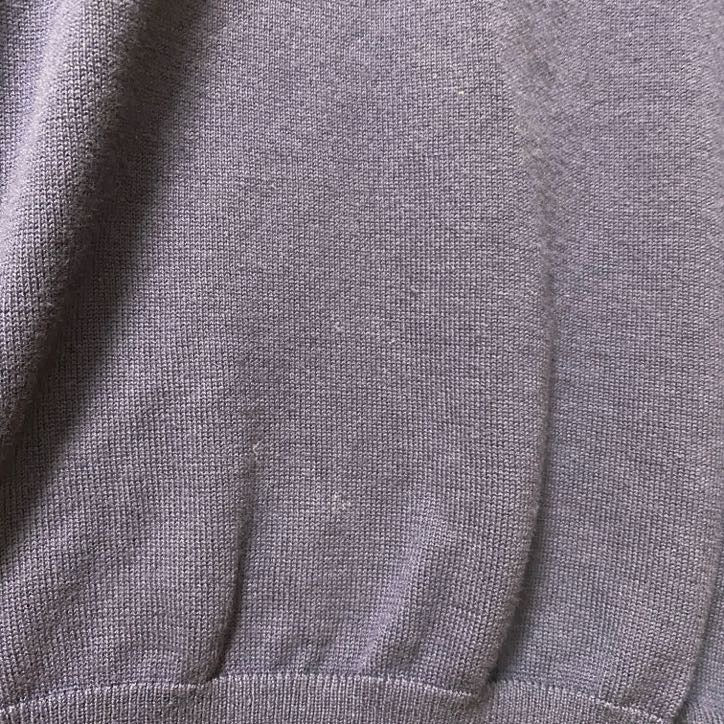 古着 used　puma プーマ　長袖ハーフジップニット　セーター　ワンポイントロゴ刺繍　ボーダー　ハイネック　Lサイズ