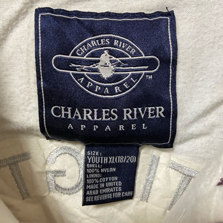 古着 used　CHARLES RIVER　長袖ハーフジップナイロンジャケット　ワンポイント　バック刺繍　HUNTING TOWN