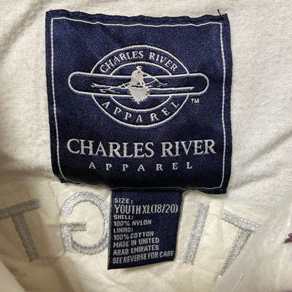 古着 used　CHARLES RIVER　長袖ハーフジップナイロンジャケット　ワンポイント　バック刺繍　HUNTING TOWN