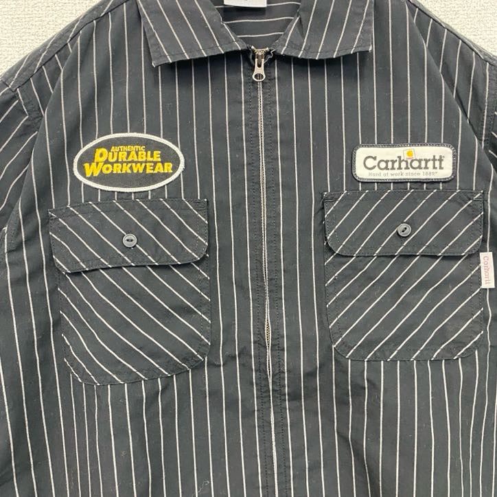 Carhartt　カーハート　フルジップ半袖ワークシャツ　黒　ブラック　Lサイズ