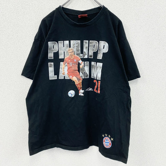 FCバイエルンミュンヘン　Philipp Lahm　フィリップラーム　半袖プリントTシャツ　ブラック　XLサイズ
