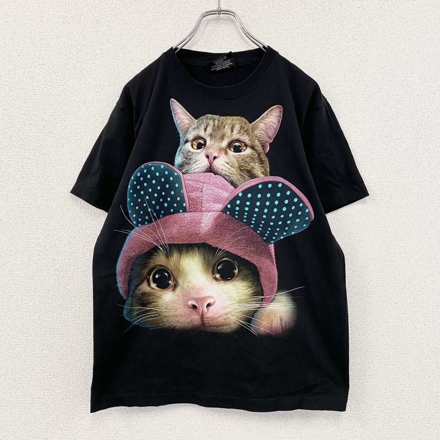 00s　Rock Chang　ロックチャン　半袖トTシャツ　アニマルT　猫　ヴィンテージ　黒　ブラック　Mサイズ