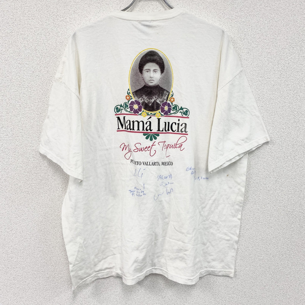 ～00s　M&O　MAMA LUCIA　半袖プリントフォトTシャツ　両面プリント　ヴィンテージ　白　ホワイト　2XLサイズ