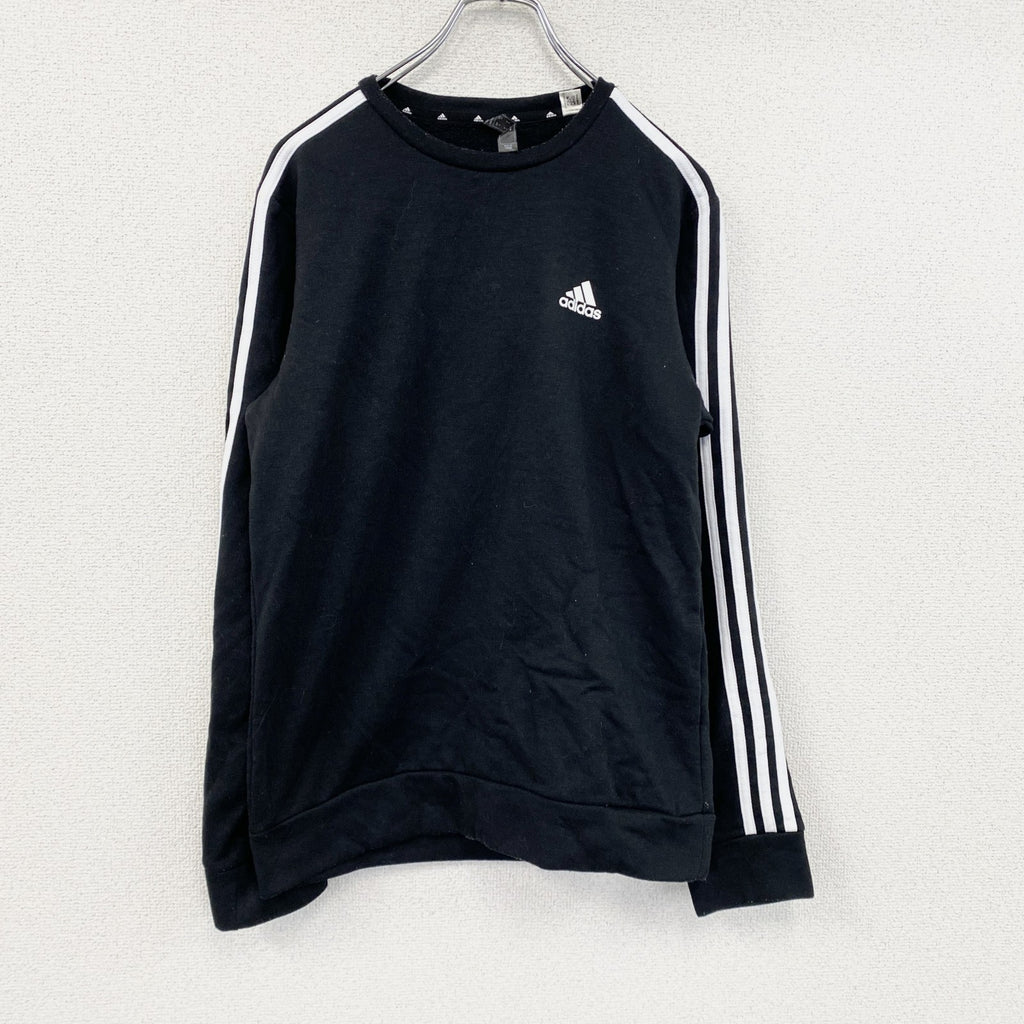 adidas　アディダス　スウェット/トレーナー　パフォーマンスロゴ　スリーストライプス　ワンポイント　黒　ブラック　Sサイズ
