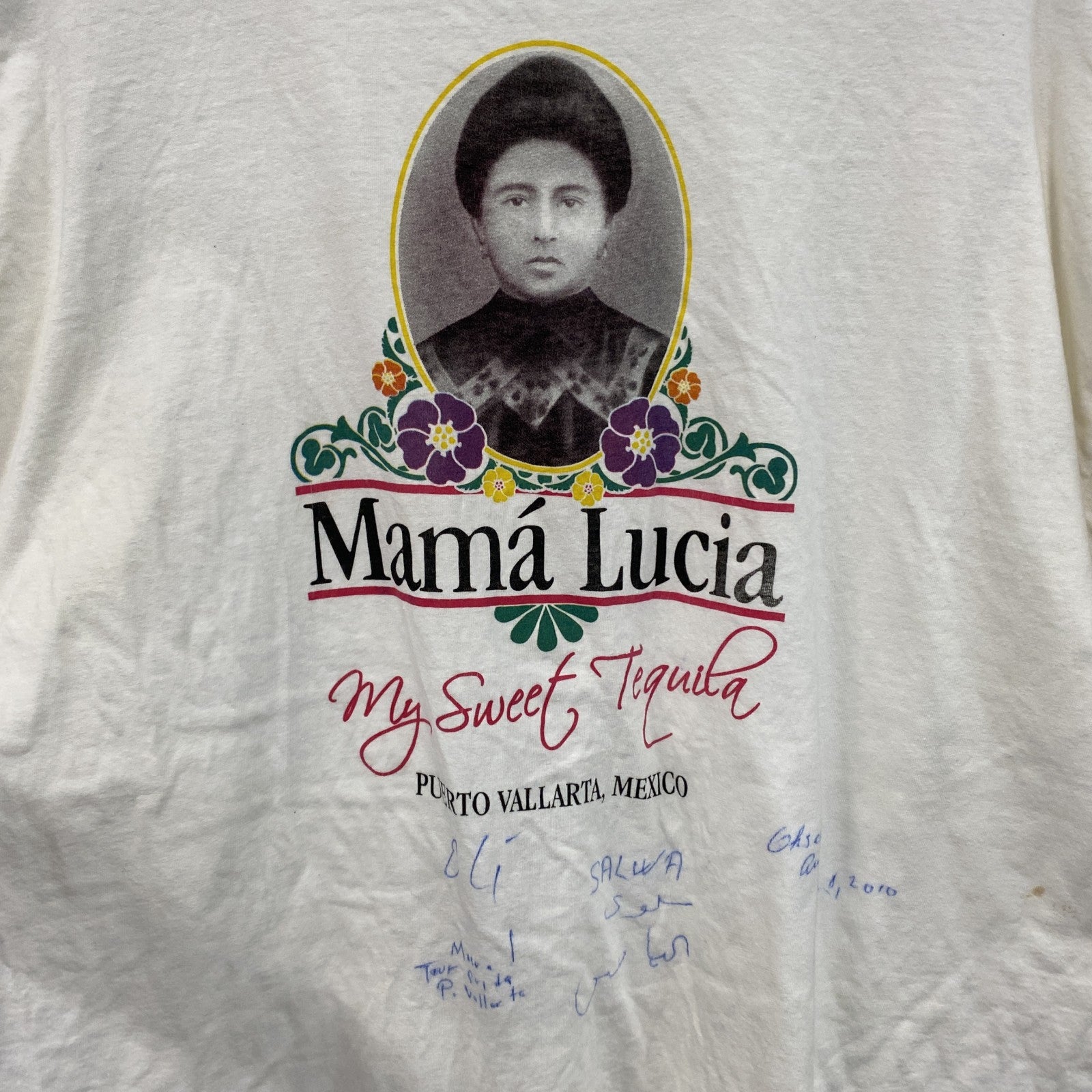 ～00s　M&O　MAMA LUCIA　半袖プリントフォトTシャツ　両面プリント　ヴィンテージ　白　ホワイト　2XLサイズ