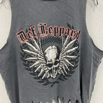 DEF LEPPARD　デフ・レパード　タンクトップ　フリンジ付き　バンドT　ダークグレー　8サイズ