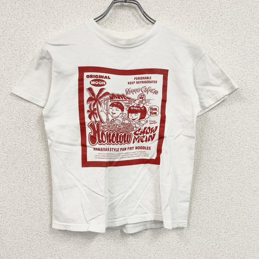 00s　Hanes　ヘインズ　MOON CAFE　半袖プリントTシャツ　ホノルルチャウメン　ヴィンテージ　白　ホワイト　Mサイズ