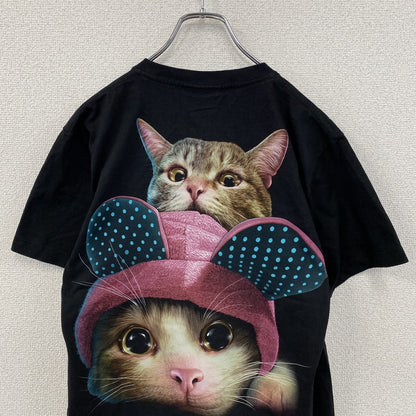 00s　Rock Chang　ロックチャン　半袖トTシャツ　アニマルT　猫　ヴィンテージ　黒　ブラック　Mサイズ