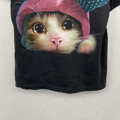 00s　Rock Chang　ロックチャン　半袖トTシャツ　アニマルT　猫　ヴィンテージ　黒　ブラック　Mサイズ