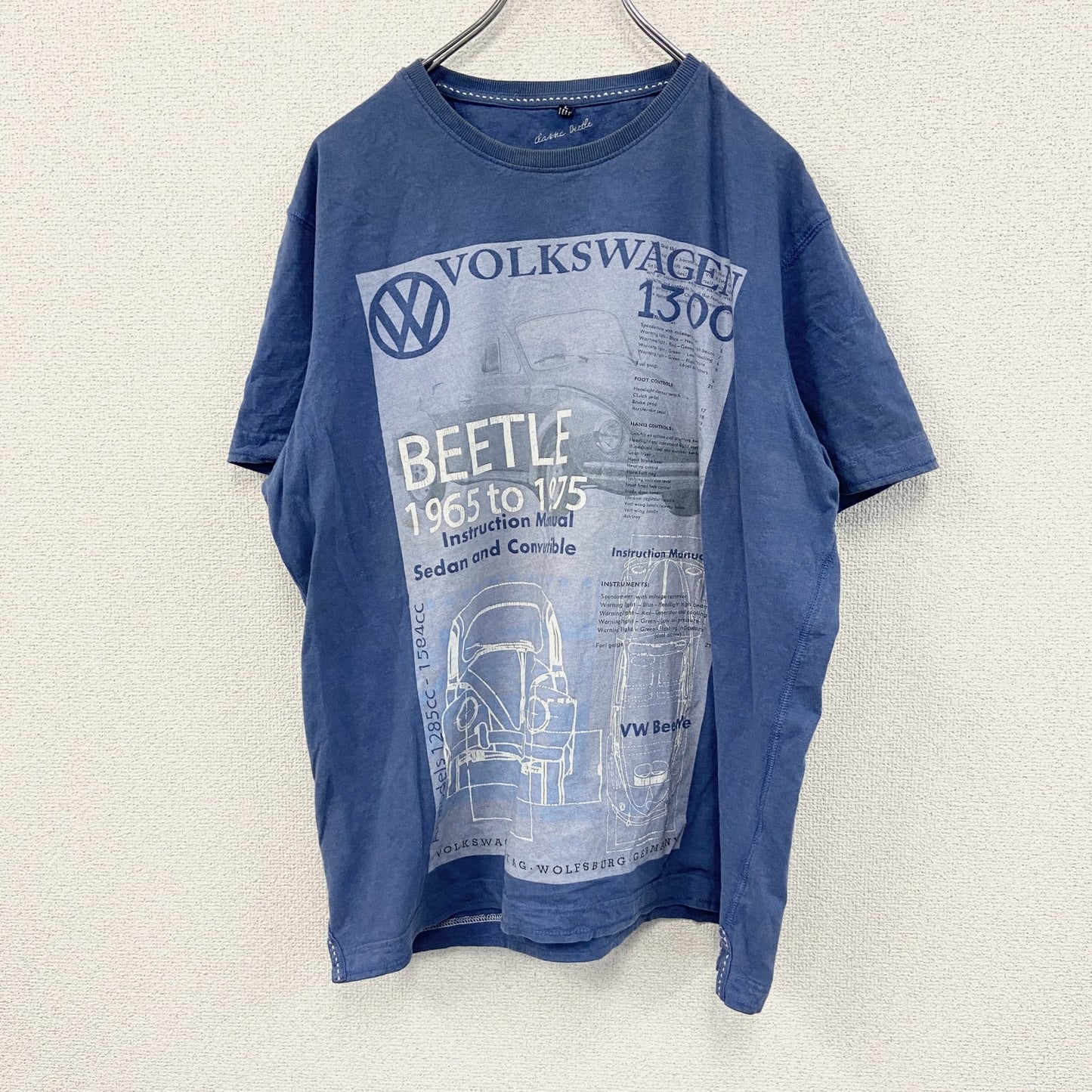 dassic Beetle　半袖プリントTシャツ　企業T　Volkswagen　フォルクスワーゲン　青　ブルー　Lサイズ