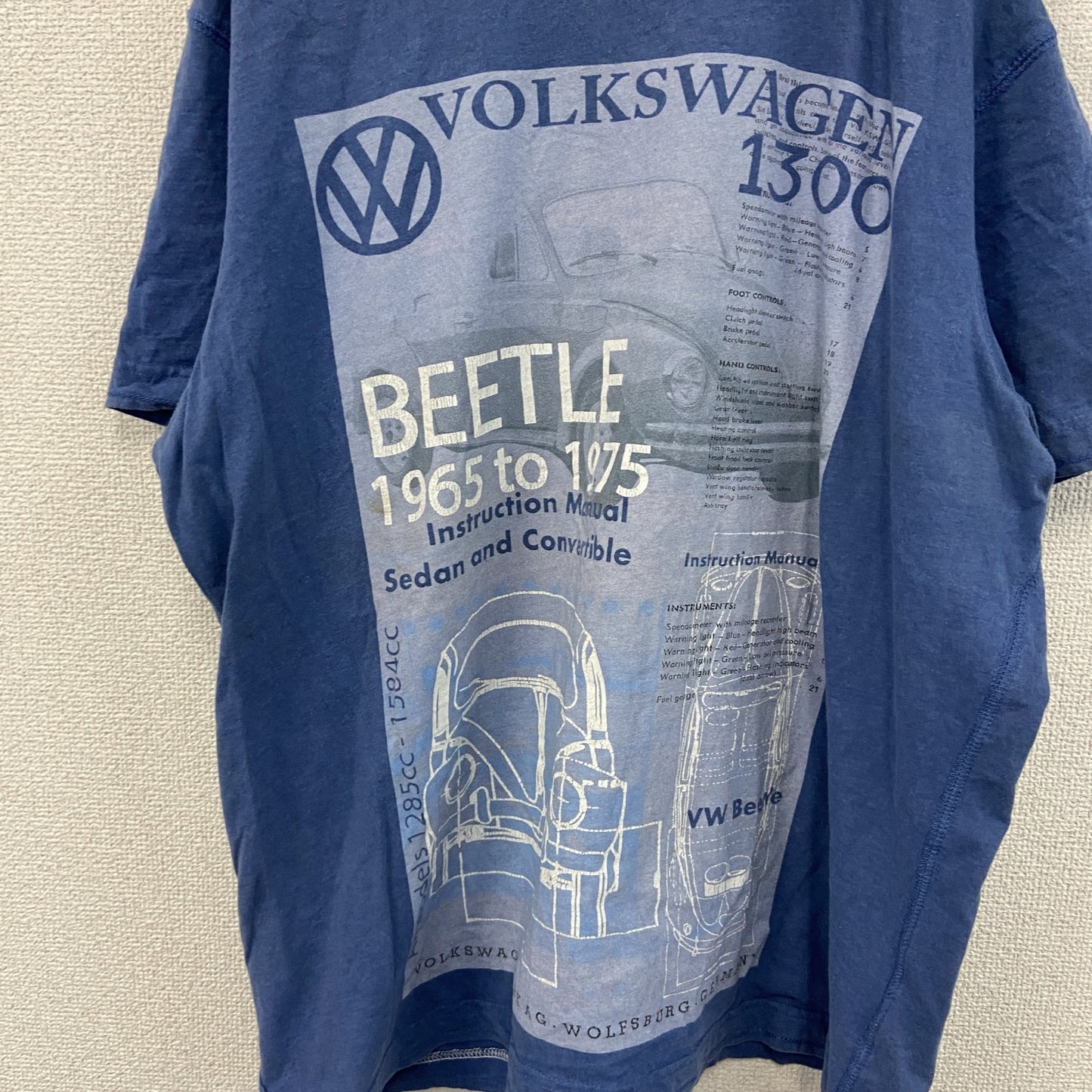 dassic Beetle　半袖プリントTシャツ　企業T　Volkswagen　フォルクスワーゲン　青　ブルー　Lサイズ