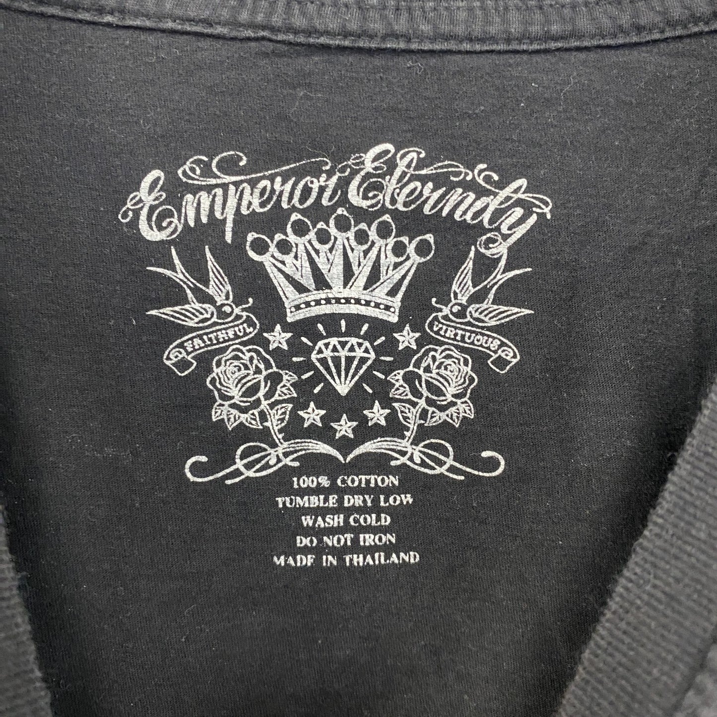 Emperor Eternity　半袖プリントTシャツ　ラメT　ギャルT　ラインストーン　y2k　黒　ブラック