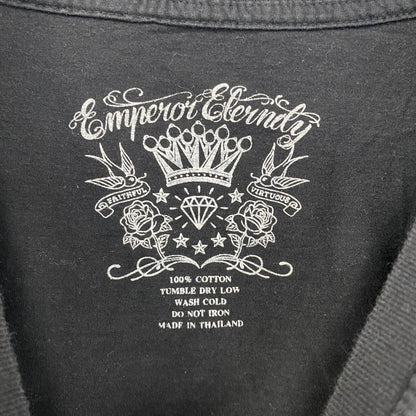 Emperor Eternity　半袖プリントTシャツ　ラメT　ギャルT　ラインストーン　y2k　黒　ブラック