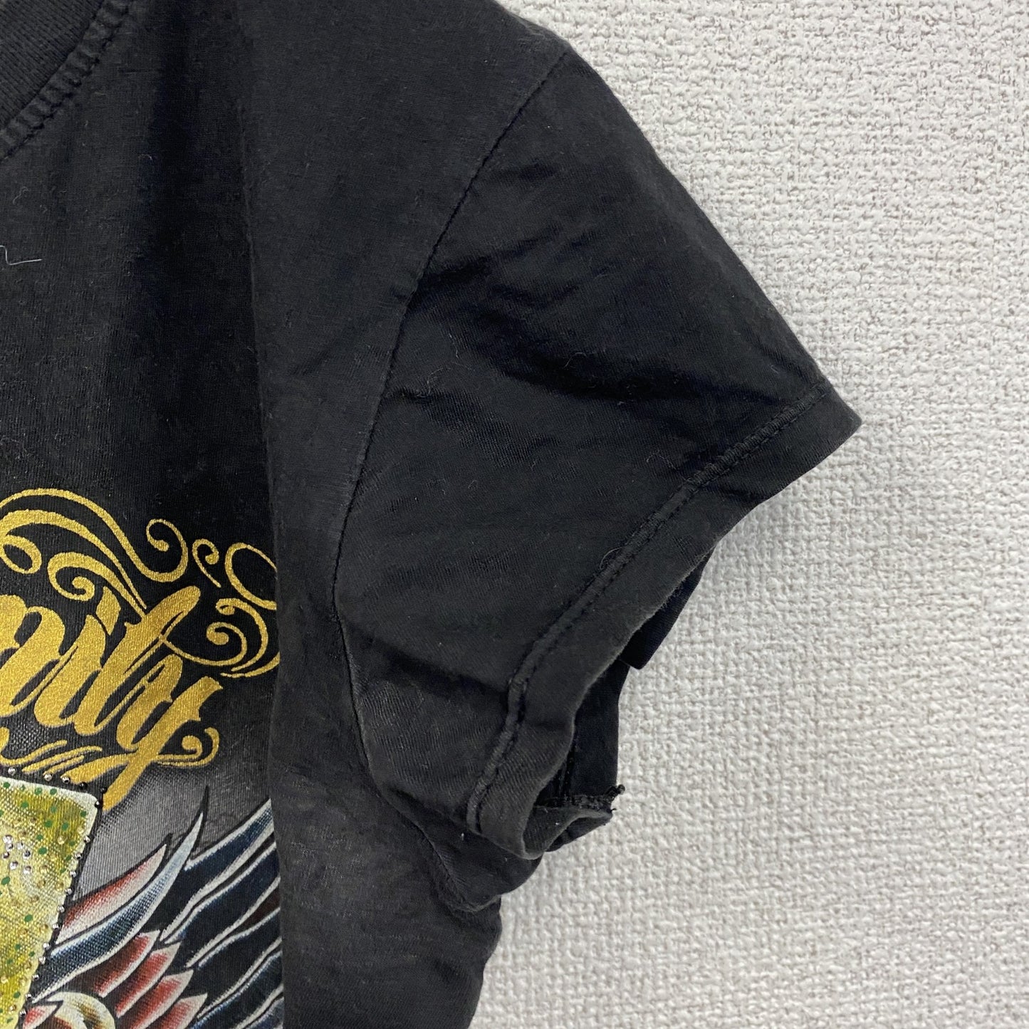 Emperor Eternity　半袖プリントTシャツ　ラメT　ギャルT　ラインストーン　y2k　黒　ブラック
