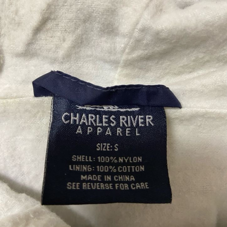 古着 used　CHARLES RIVER　長袖ハーフジップナイロンジャケット　ポケット　ワンポイント刺繍　ネイビー　Sサイズ
