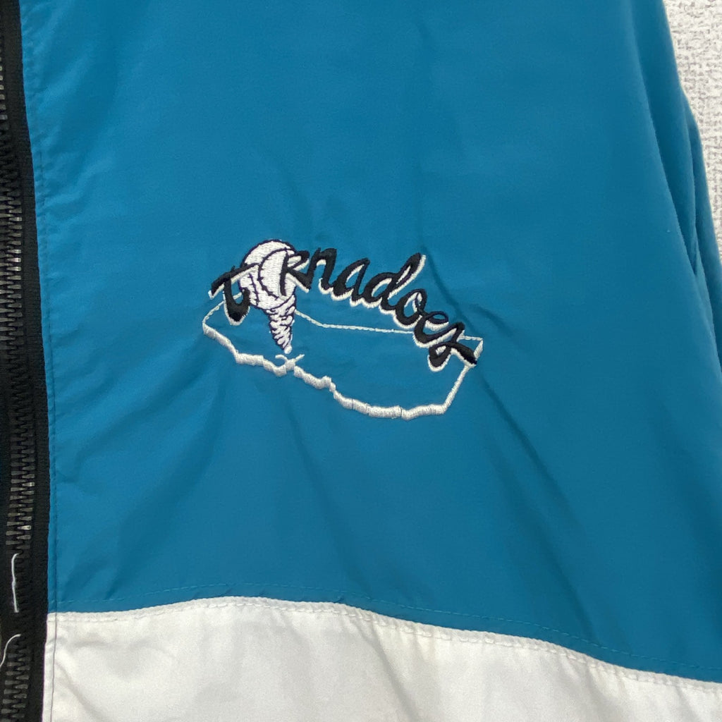 ～80s　DeLONG　フルジップジャケット　ヴィンテージ　トライカラー　ブルー　黒　白　Lサイズ