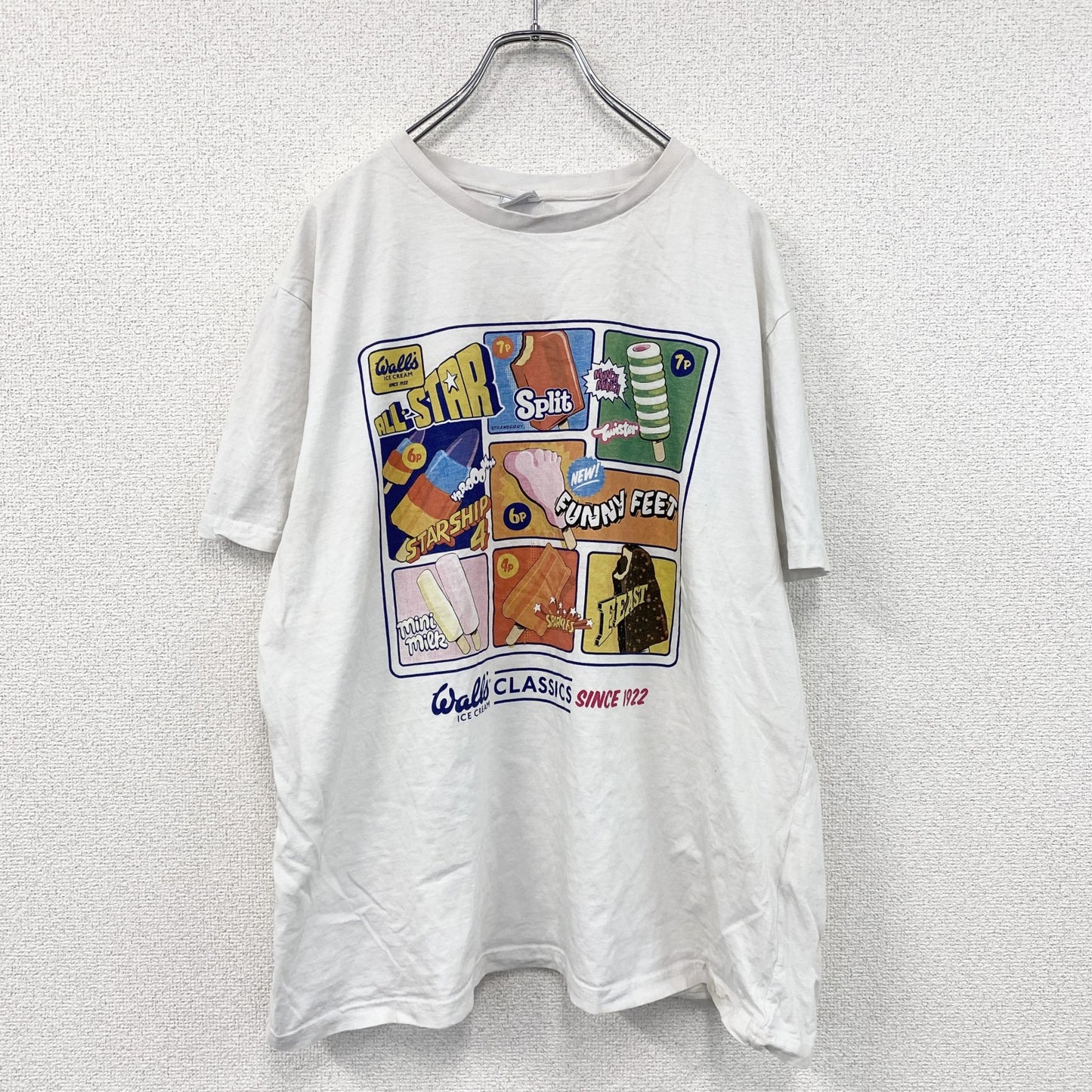 Wall's　ウォールズ　半袖プリントTシャツ　アイスクリーム　白　ホワイト　2XLサイズ