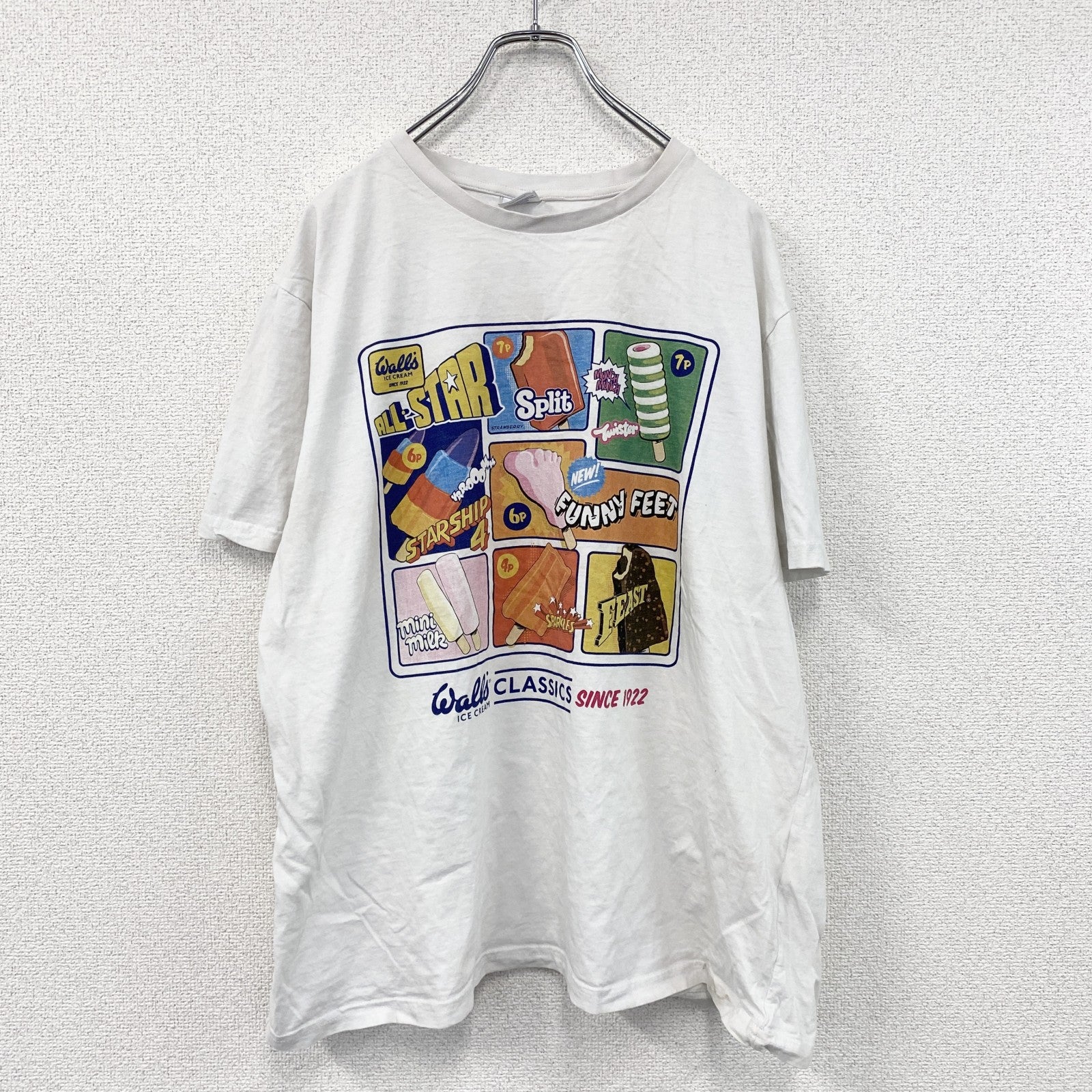Wall's　ウォールズ　半袖プリントTシャツ　アイスクリーム　白　ホワイト　2XLサイズ