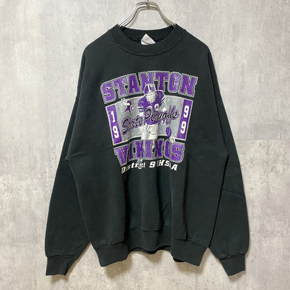 古着 used　90s　JERZEES　ジャージーズ　長袖プリントスウェット　黒　ブラック　フットボール　ヴィンテージ　XLサイズ