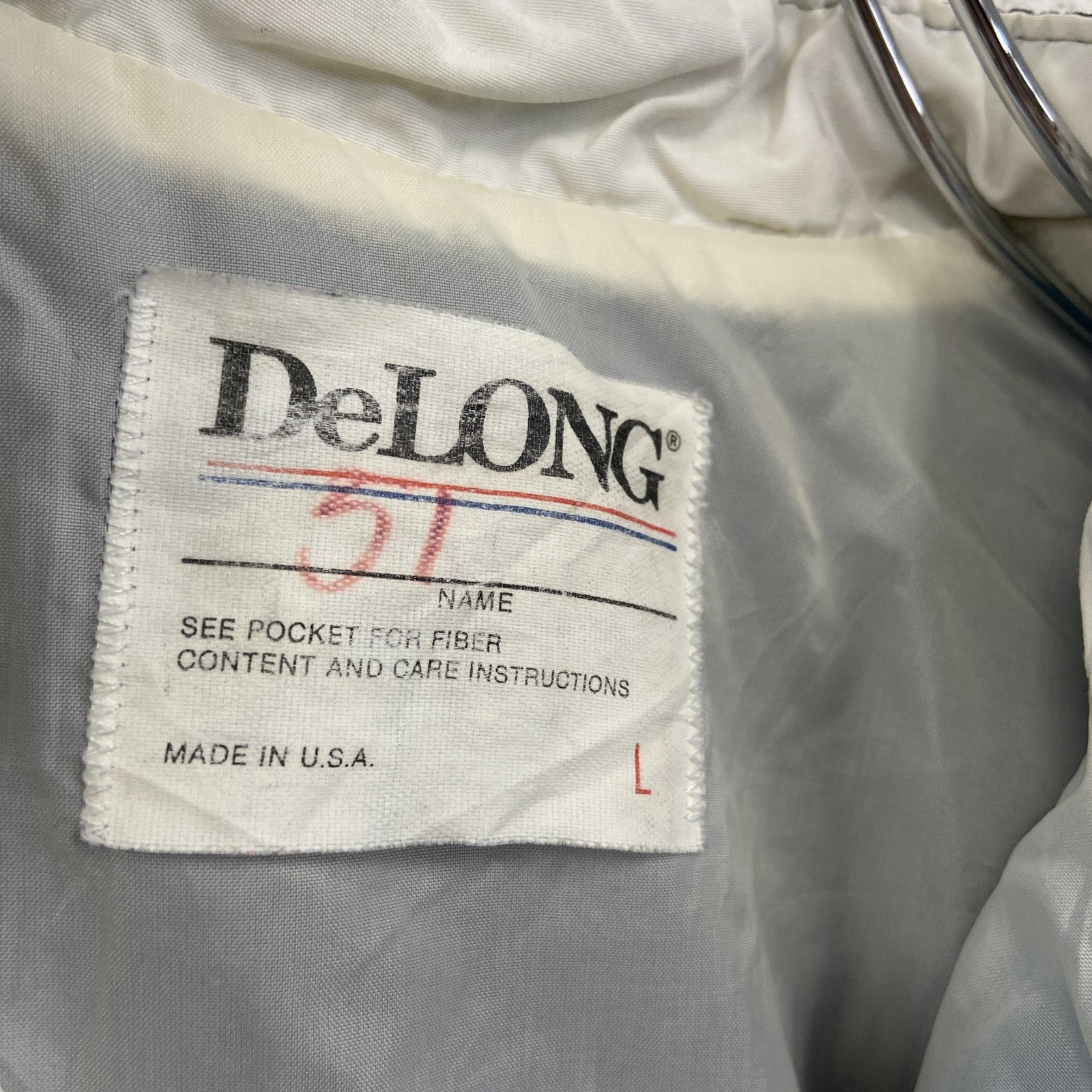 ～80s　DeLONG　フルジップジャケット　ヴィンテージ　トライカラー　ブルー　黒　白　Lサイズ