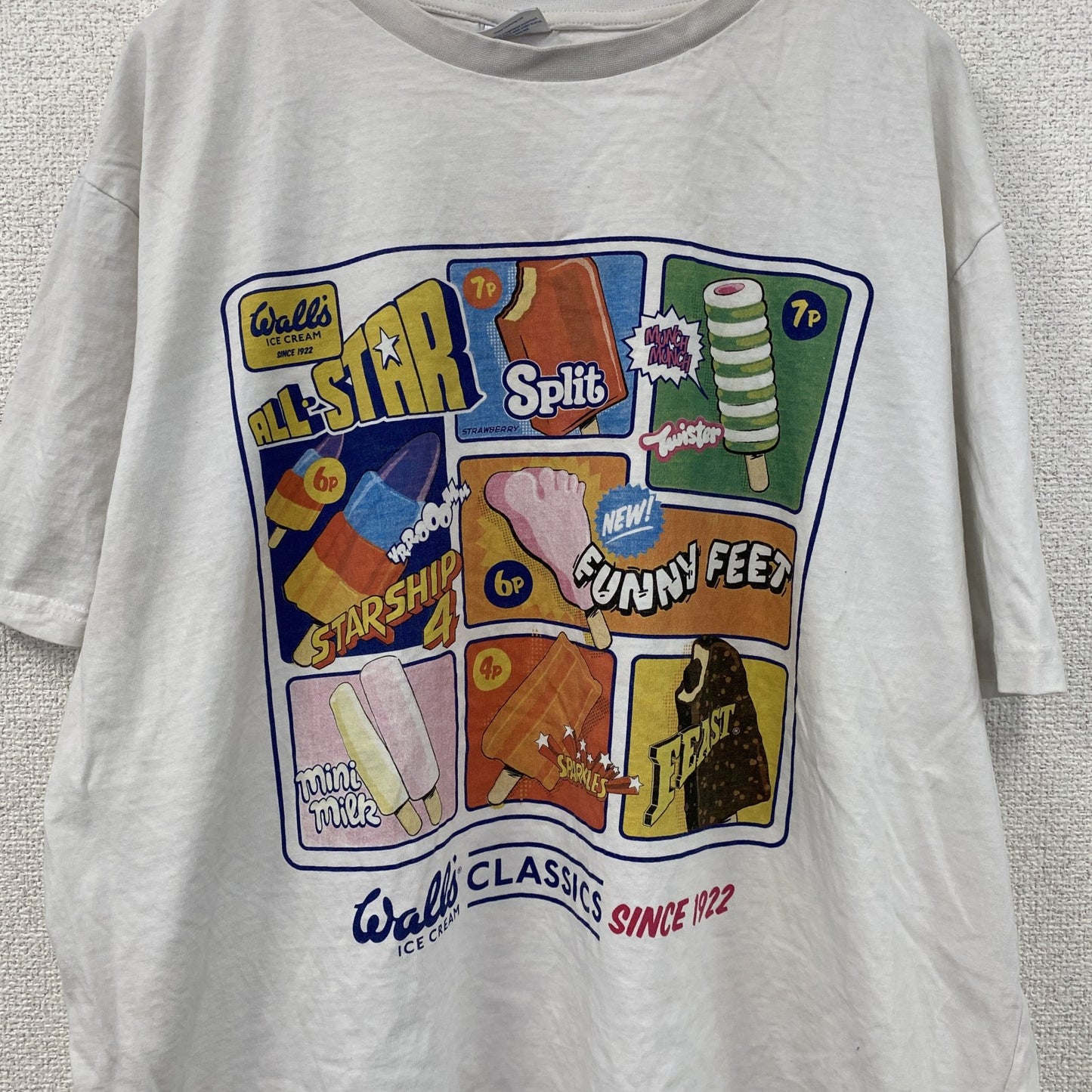 Wall's　ウォールズ　半袖プリントTシャツ　アイスクリーム　白　ホワイト　2XLサイズ