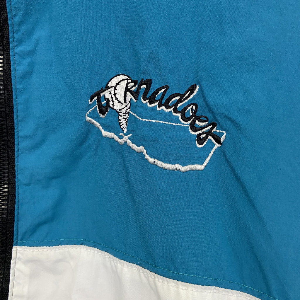 ～80s　DeLONG　フルジップジャケット　ヴィンテージ　トライカラー　ブルー　黒　白　Lサイズ