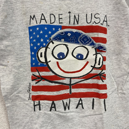 90s　Danny First　ダニーファースト　半袖プリントアーティストTシャツ　アメリカンボーイ　星条旗　霜降りグレー　Lサイズ