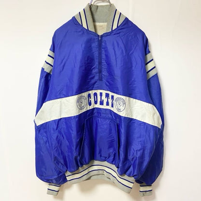 古着 used　DeLONG デロング　USA製　長袖ハーフジップナイロンジャケット　プルオーバー　NFL　COLTS　XLサイズ