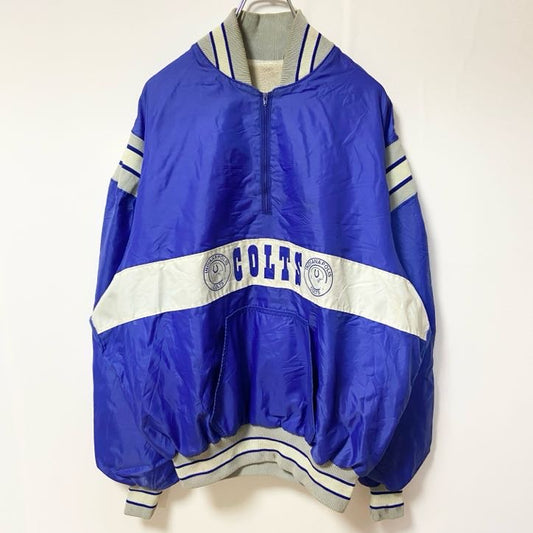 古着 used　DeLONG デロング　USA製　長袖ハーフジップナイロンジャケット　プルオーバー　NFL　COLTS　XLサイズ