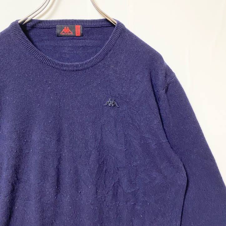 ROBE DI KAPPA　カッパ　ニットセーター　ワンポイント　刺繍ロゴ　スポーツミックス　紺　ネイビー　XLサイズ