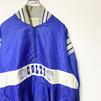 古着 used　DeLONG デロング　USA製　長袖ハーフジップナイロンジャケット　プルオーバー　NFL　COLTS　XLサイズ