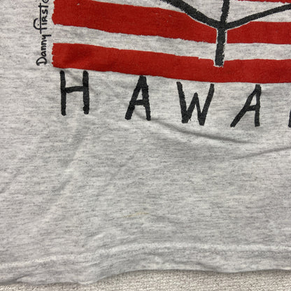 90s　Danny First　ダニーファースト　半袖プリントアーティストTシャツ　アメリカンボーイ　星条旗　霜降りグレー　Lサイズ