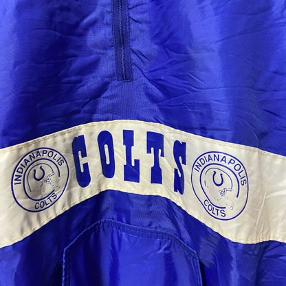 古着 used　DeLONG デロング　USA製　長袖ハーフジップナイロンジャケット　プルオーバー　NFL　COLTS　XLサイズ