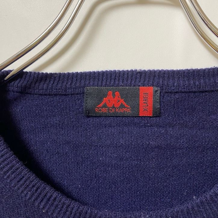 ROBE DI KAPPA　カッパ　ニットセーター　ワンポイント　刺繍ロゴ　スポーツミックス　紺　ネイビー　XLサイズ