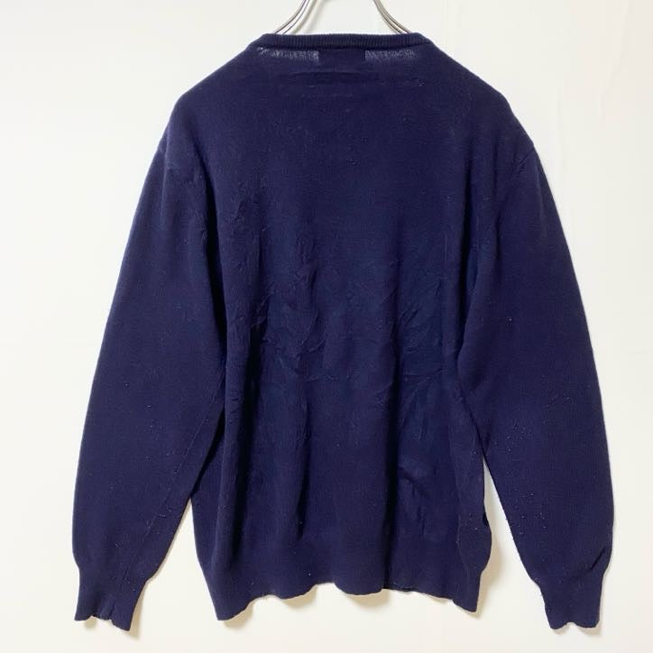 ROBE DI KAPPA　カッパ　ニットセーター　ワンポイント　刺繍ロゴ　スポーツミックス　紺　ネイビー　XLサイズ